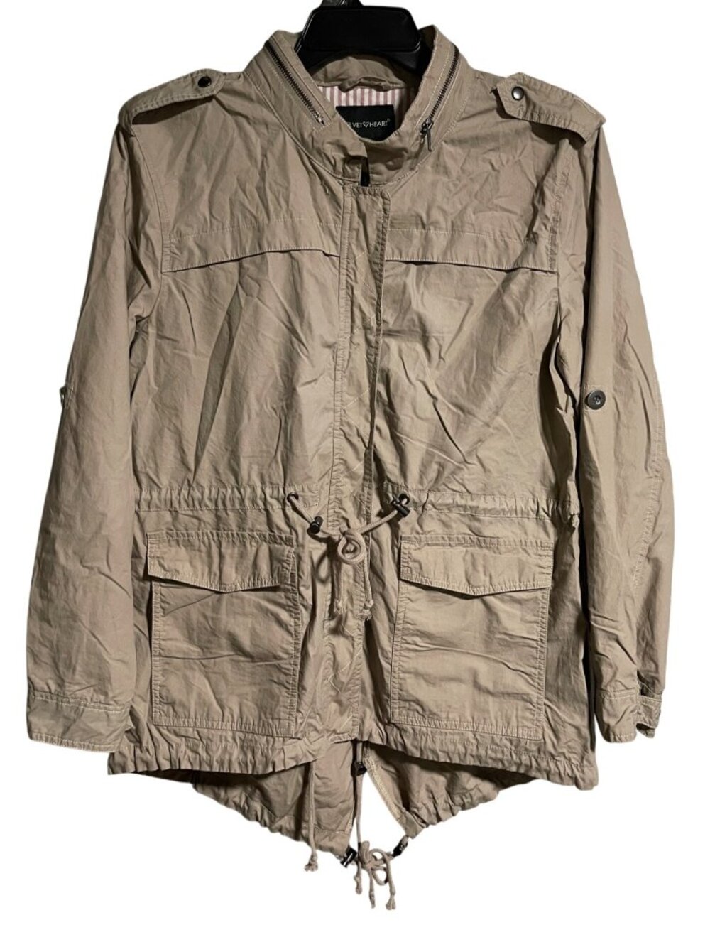 Velvet Heart Beige Utility Anorak Jacket Cargo Field Coat Khaki Womens M